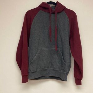 Maroon and grey hoodie. Size small